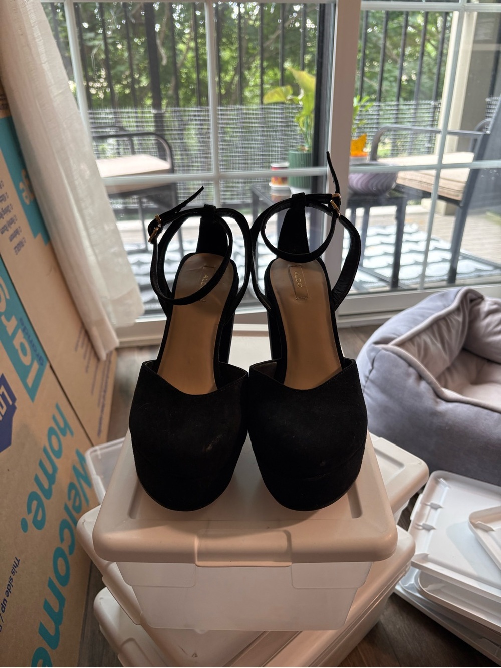 ALDO black platform block heels with strap - 7.5